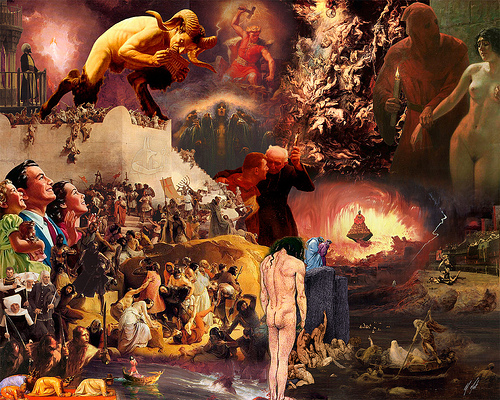A montage of Sodom and Gomorrah from several famous artists